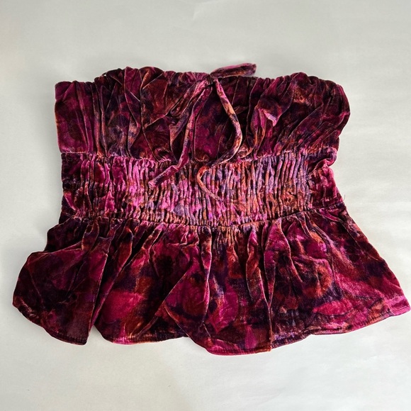 Anthropologie Tops - NWT Anthropologie Somerset Strapless Tube Top Blouse Size Small Floral Velvet